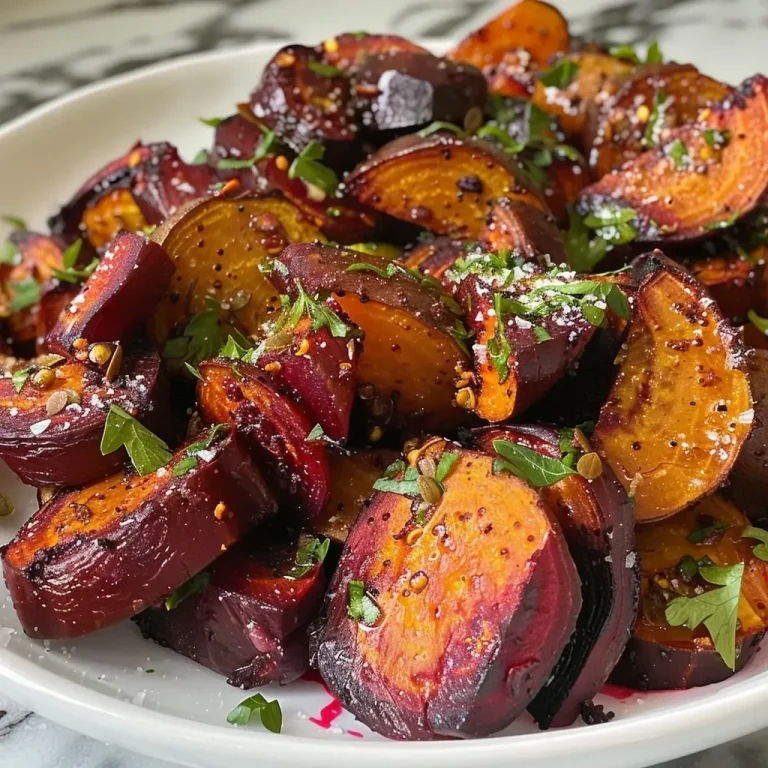 ['Close-up view of juicy air fryer beets, showing a rich red color and a crispy texture.', 'Side view of freshly cooked air fryer beets with a glossy finish and seasoning visible.', 'Appetizing close-up of vibrant air fryer beets, highlighting the natural color and oil coating.', 'Detailed shot of roasted air fryer beets, showcasing their juicy interior and crispy edges.']