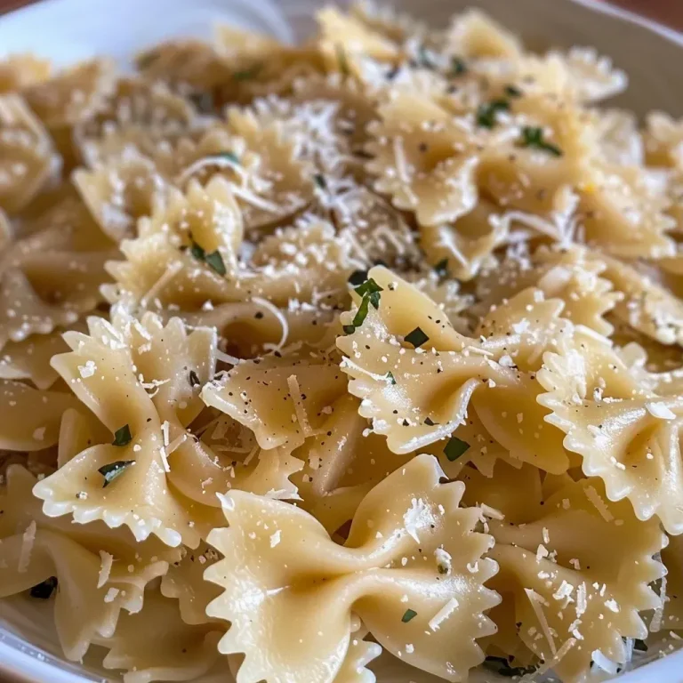 ['Close-up view of cooked bowtie pasta with a sprinkle of grated Parmesan cheese.', 'Side view of air-fried pasta, seasoned and garnished with herbs.', 'Juicy air-fryer pasta displayed on a plate, showcasing golden-brown edges.', 'Plate of al dente bowtie pasta tossed in olive oil, garlic, and spices.']