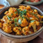 ['Close-up view of a delicious bowl of Cauliflower Curry, showcasing vibrant colors and textures.', 'A side perspective of juicy Cauliflower Curry in a bowl, highlighting its rich, golden hue and fresh ingredients.', 'Detailed close-up of Cauliflower Curry, featuring chunks of cauliflower and spices, beautifully plated.', 'Artistic shot of Cauliflower Curry in a bowl, garnished with coriander leaves, emphasizing its appetizing appearance.']