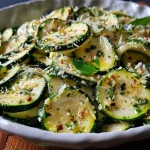 ['A close-up view of a creamy zucchini salad featuring slices of zucchini and garnishes.', 'A vibrant creamy zucchini salad with a variety of fresh ingredients and a rich texture.', 'A detailed side view of a creamy zucchini salad, showcasing its fresh vegetables and herbs.', 'An appetizing close-up of creamy zucchini salad, emphasizing the creamy dressing and herbs.']