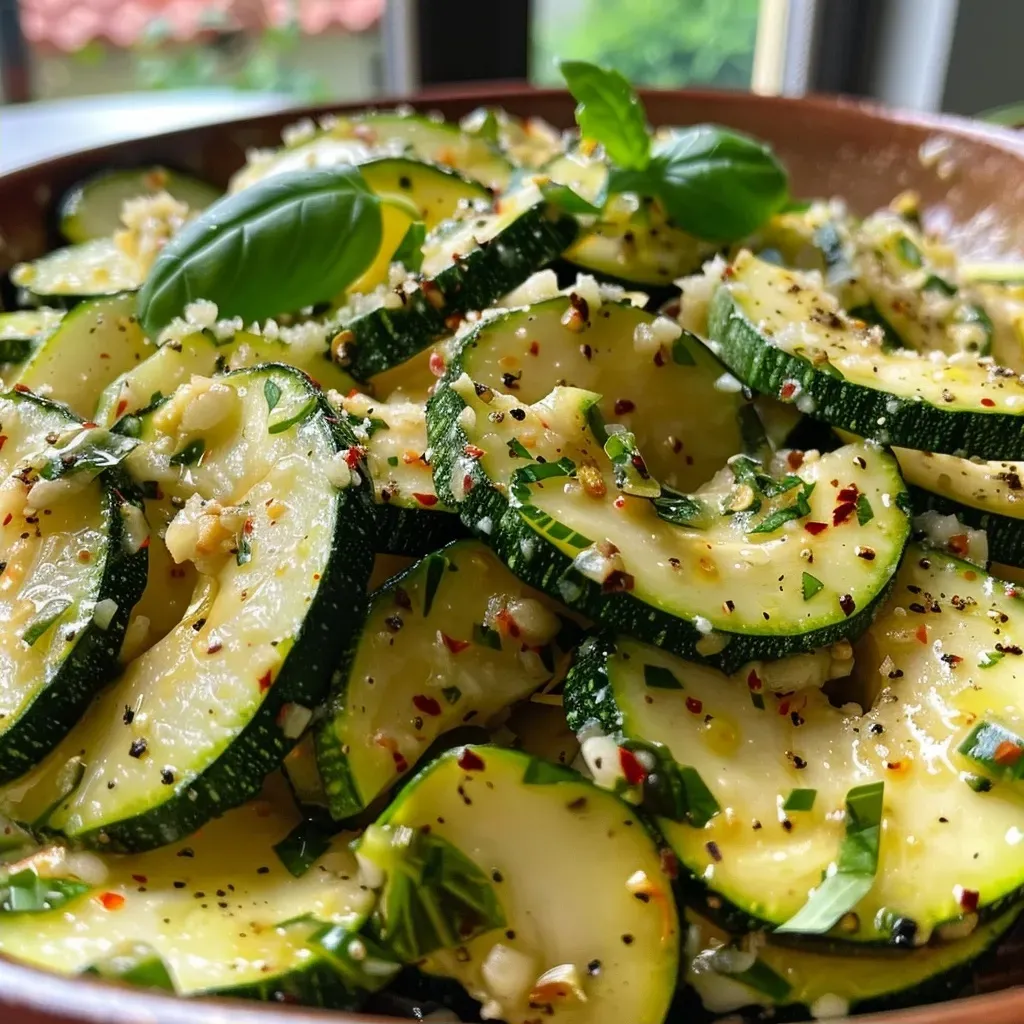 ['A close-up view of a creamy zucchini salad featuring slices of zucchini and garnishes.', 'A vibrant creamy zucchini salad with a variety of fresh ingredients and a rich texture.', 'A detailed side view of a creamy zucchini salad, showcasing its fresh vegetables and herbs.', 'An appetizing close-up of creamy zucchini salad, emphasizing the creamy dressing and herbs.']