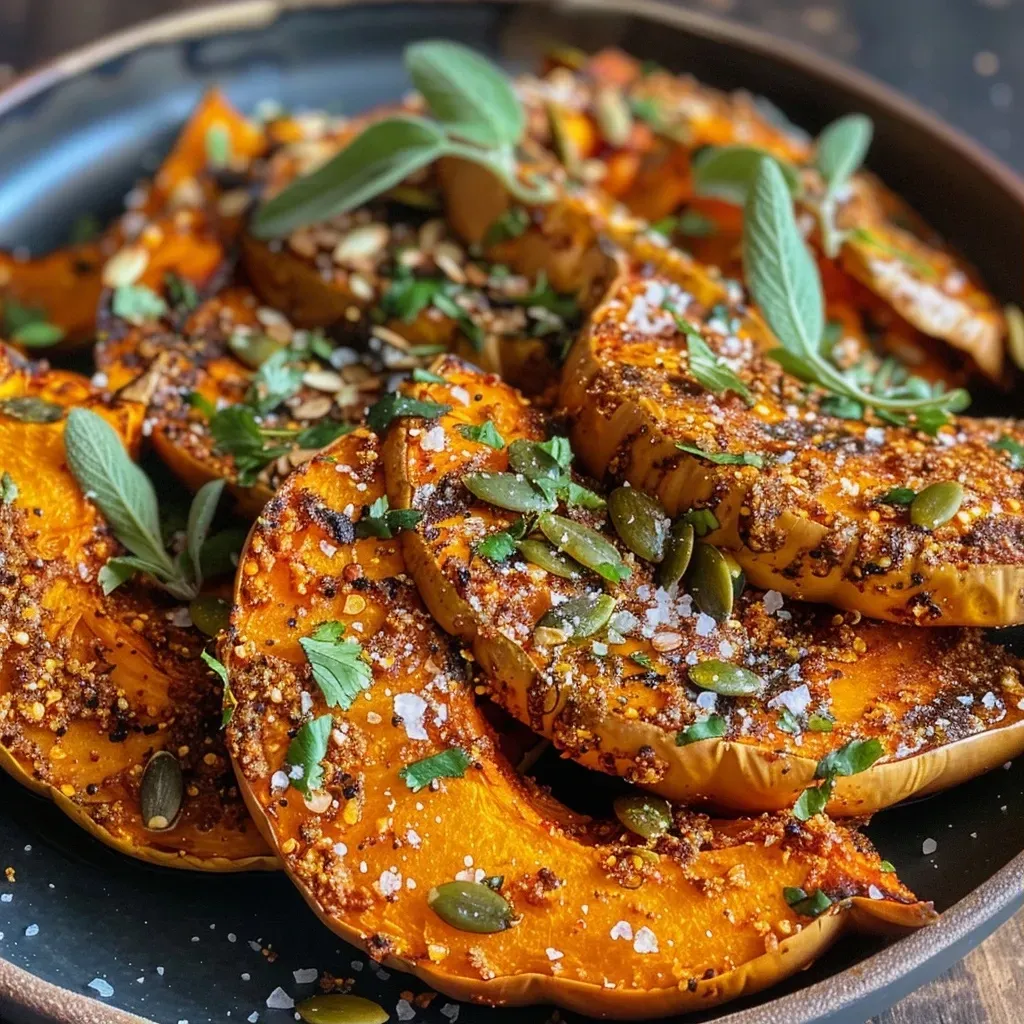 Close-up view of air-fried pumpkin, showcasing its golden-brown color and texture.