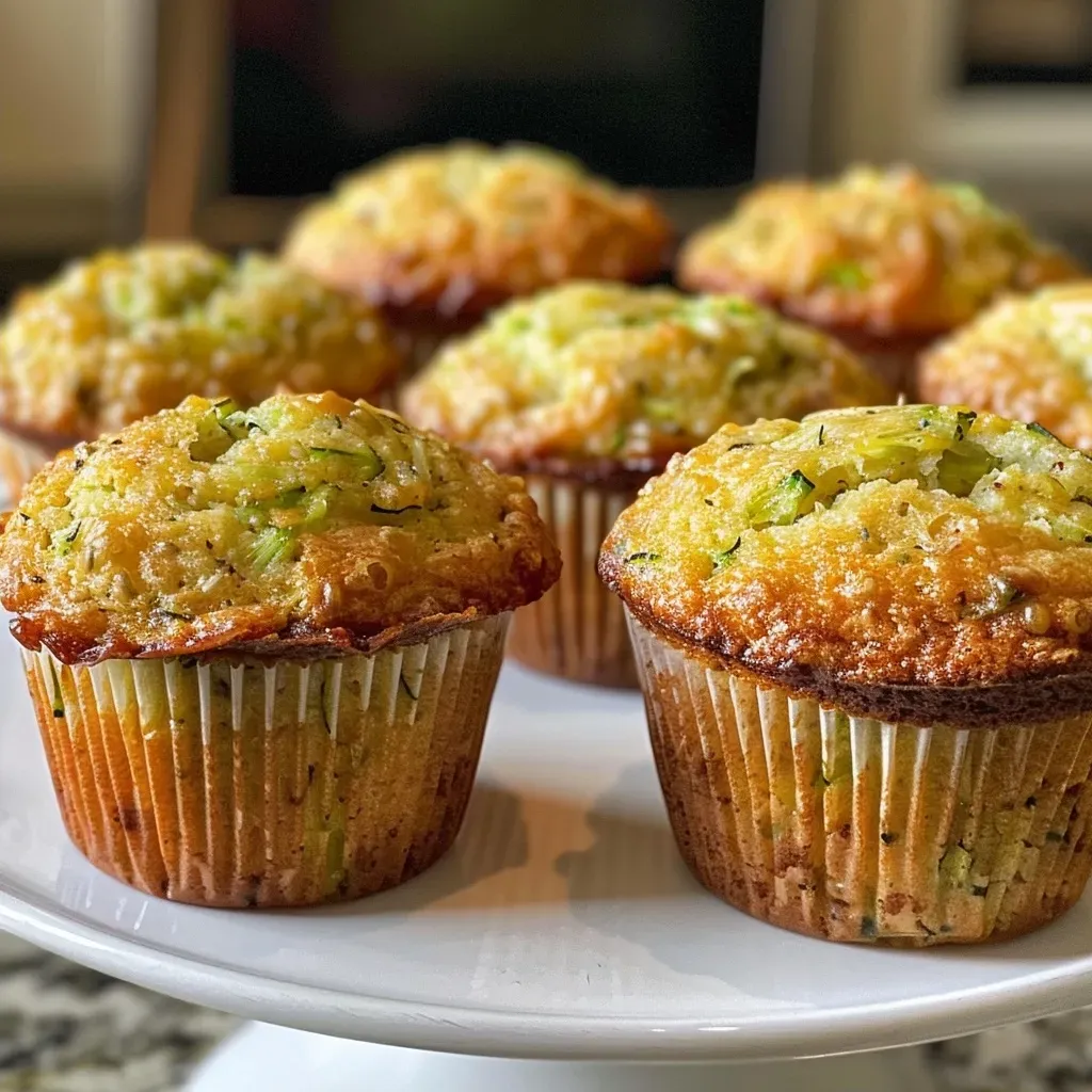 Close-up side view of healthy zucchini muffins showcasing their texture and ingredients.