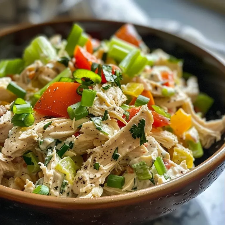 ['Close-up view of a colorful chicken salad in a meal prep container.', 'Side view of a high protein chicken salad with visible ingredients like chicken and vegetables.', 'Freshly prepared chicken salad displayed in a clear meal prep box, highlighting its textures.', 'Vibrant chicken salad with diced vegetables and creamy dressing, ready for meal prep.']