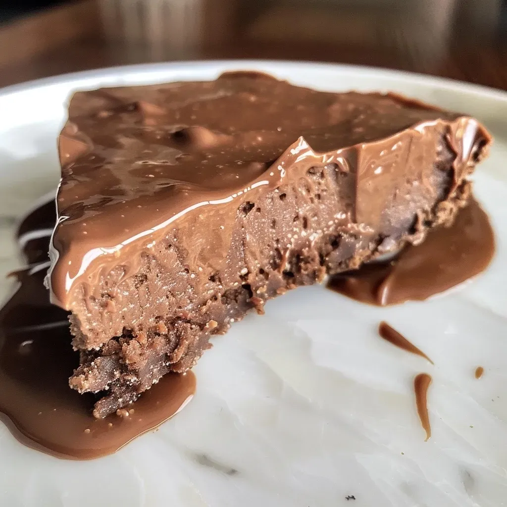 ['Close-up view of chocolate protein frosting in a bowl with a creamy texture.', 'Side view of thick, rich chocolate protein frosting ready to spread.', 'Chocolate frosting made with protein powder, showing a glossy finish.', 'Delicious chocolate protein frosting in a small dish, highlighting its smooth consistency.']