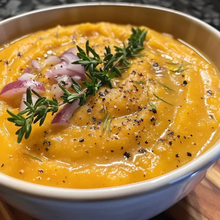 ['Creamy pumpkin soup in a bowl with a side view showcasing its rich texture.', 'Close-up of a steaming bowl of high protein pumpkin soup garnished with herbs.', 'Delicious pumpkin soup served in a rustic bowl, emphasizing its creamy consistency.', 'A vibrant bowl of pumpkin soup with visible chunks of sweet potato and herbs.']