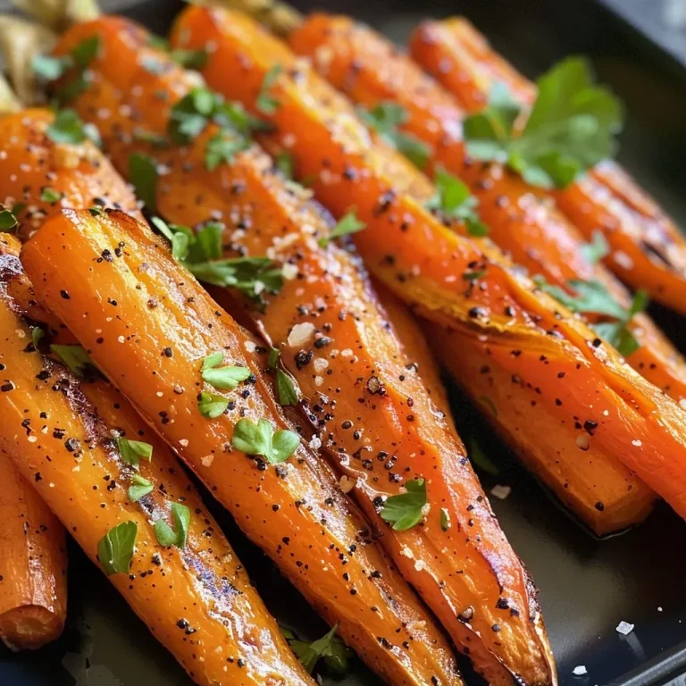 ['Close-up view of golden-brown oven-roasted carrots on a white plate.', 'Side view of juicy, sliced carrots seasoned and roasted to a perfect golden hue.', 'Freshly roasted carrots arranged on a plate, showcasing their vibrant color and texture.', 'A detailed close-up of oven-roasted carrots with a crispy exterior and glistening surface.']