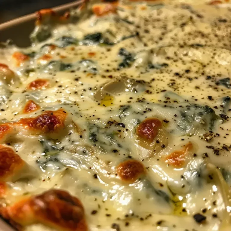 ['Close-up view of a creamy spinach artichoke dip in a skillet.', 'Side angle of a deliciously melted spinach artichoke dip with crispy edges.', 'Rich and chunky spinach artichoke dip served in a cast iron skillet.', 'Detailed shot of a bubbling spinach artichoke dip garnished with herbs.']