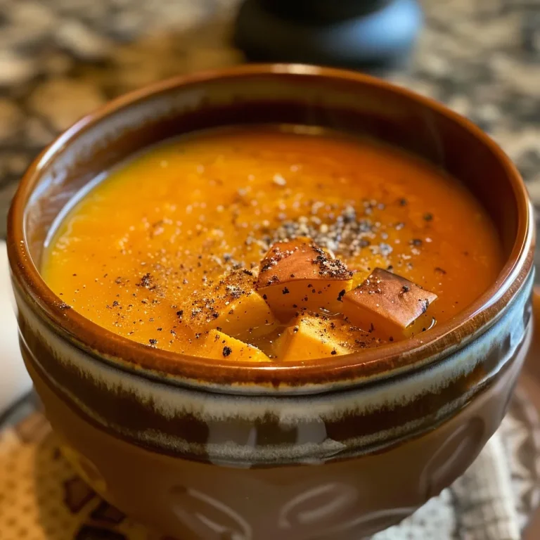 ['Close-up view of creamy air fryer pumpkin soup garnished with herbs in a bowl.', 'Side view of a vibrant orange pumpkin soup in a rustic bowl with garlic and onions beside it.', 'A luscious serving of air fryer pumpkin soup topped with a drizzle of cream and spices.', 'Bowl of easy air fryer pumpkin soup with a spoon resting next to it on a wooden table.']