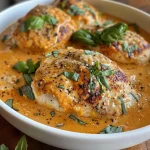 ['Close-up of a creamy pumpkin parmesan chicken skillet, showcasing juicy chicken and vibrant sauce.', 'Side view of a skillet featuring creamy pumpkin and parmesan chicken, garnished with fresh basil.', 'Juicy pieces of chicken in a rich pumpkin sauce, highlighted in a skillet with a rustic backdrop.', 'A delicious creamy pumpkin parmesan chicken dish in a skillet, captured in vivid detail.']
