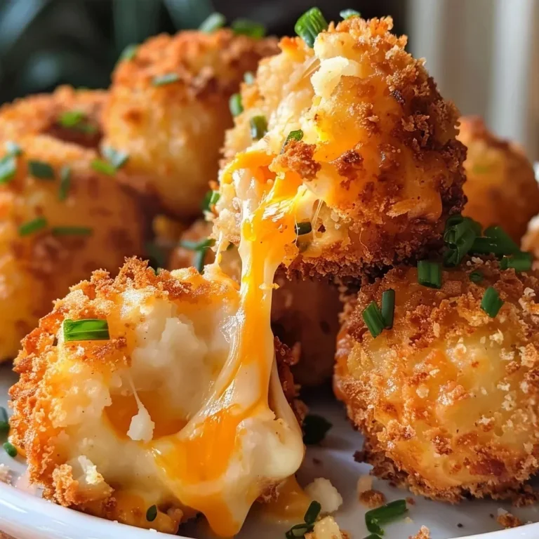 Crispy Protein-Packed Air Fryer Potato Balls That Satisfy Close-up view of golden, crispy Air Fryer Cheesy Mashed Potato Balls.