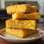 Close-up view of a golden brown slice of cornbread from an air fryer.