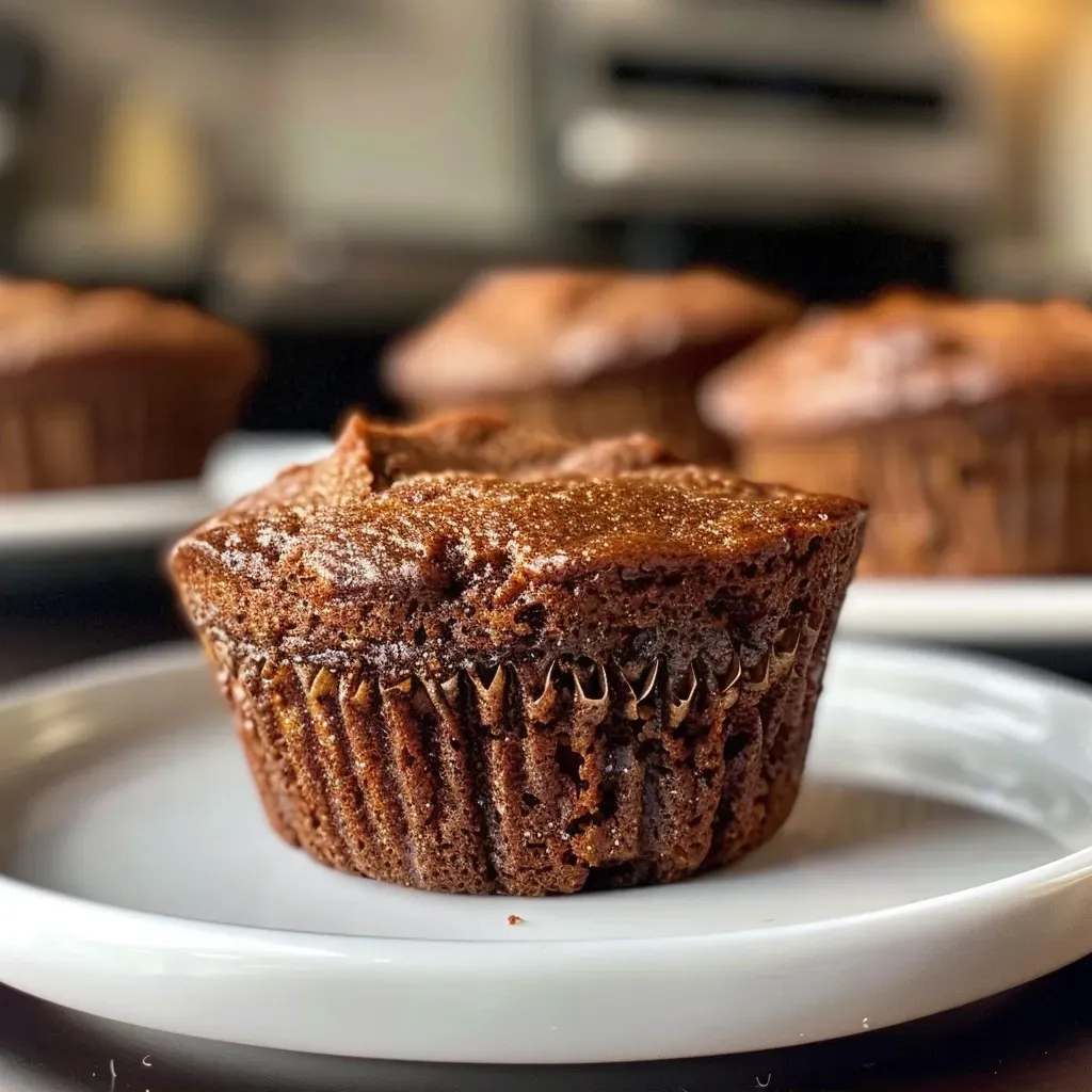 Side view of freshly baked air fryer gingerbread muffins, showcasing their fluffy tops.