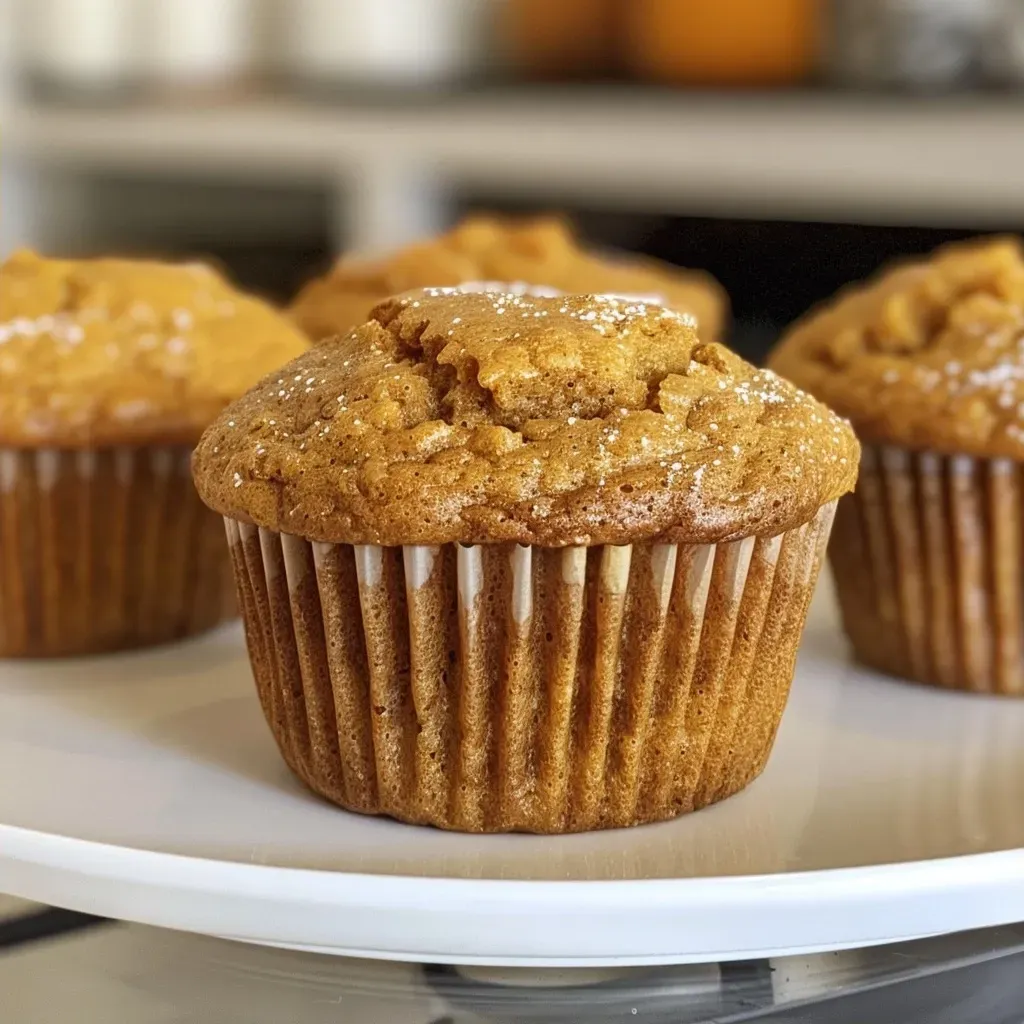 Side view of moist pumpkin muffins, showcasing their fluffy texture.