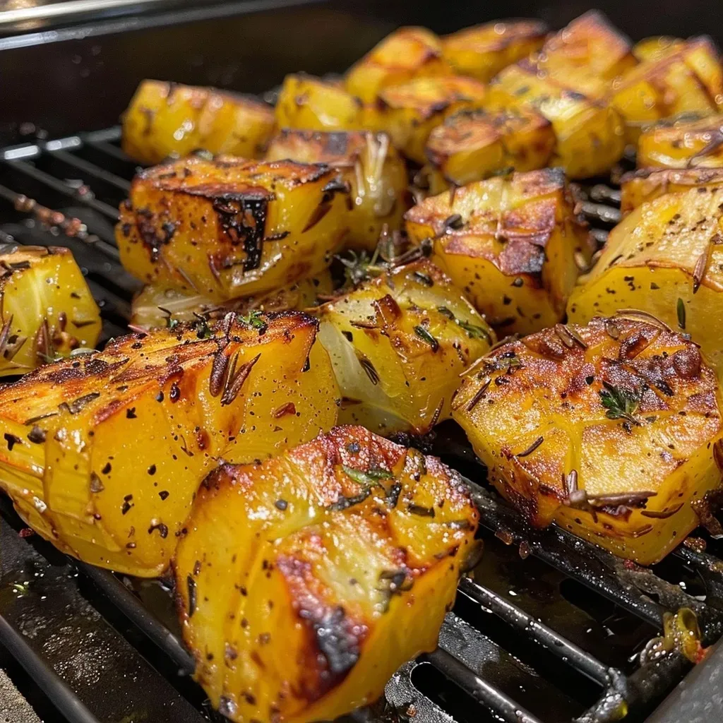 A detailed view of cooked rutabaga, showcasing its texture and seasoning.