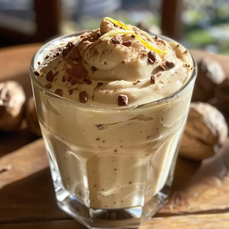 Close-up of a creamy chestnut dessert in a shallow bowl.