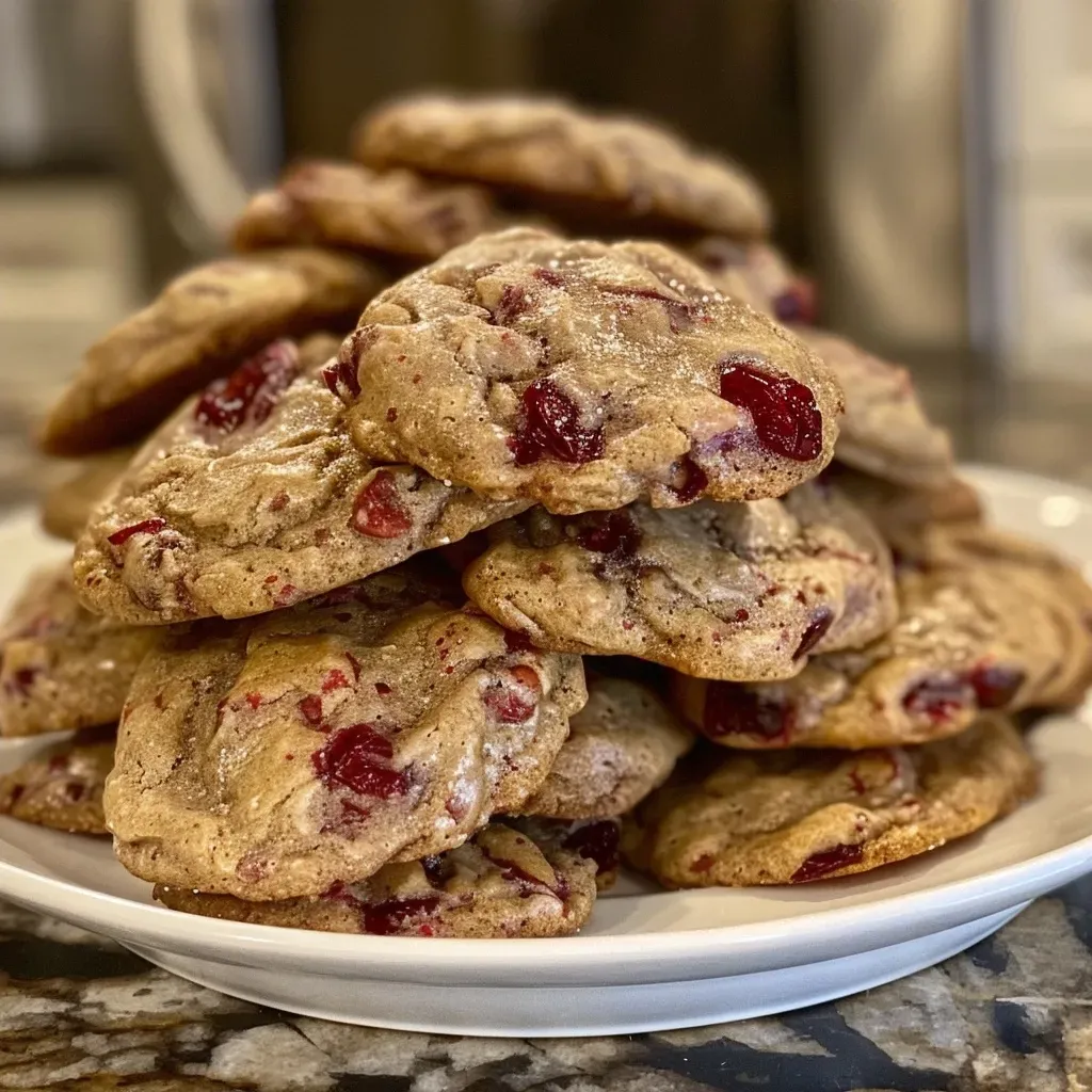 Juicy, golden-brown cranberry sauce cookies displayed with a textured surface.