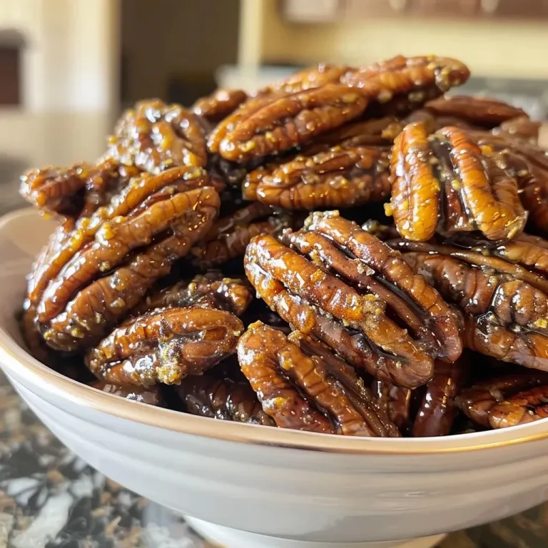Snack Smart: Curry Candied Pecans That Boost Your Protein Game Close-up of golden brown Curry Candied Pecans on a white plate.