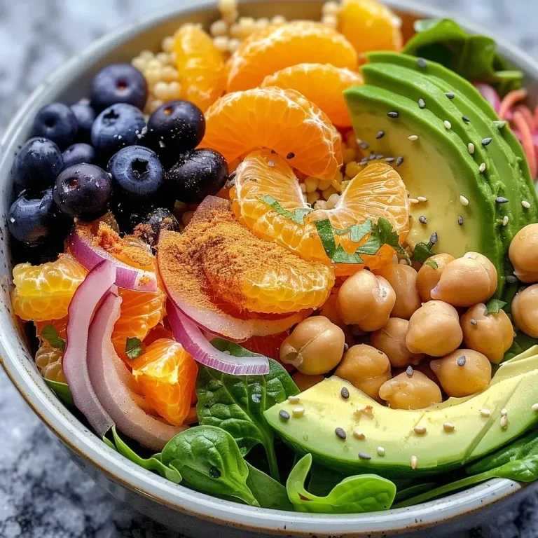 Fuel Your Day with This Easy Buddha Bowl Recipe Packed with Protein A close-up side view of a colorful Buddha bowl, featuring greens, grains, and vibrant fruits.