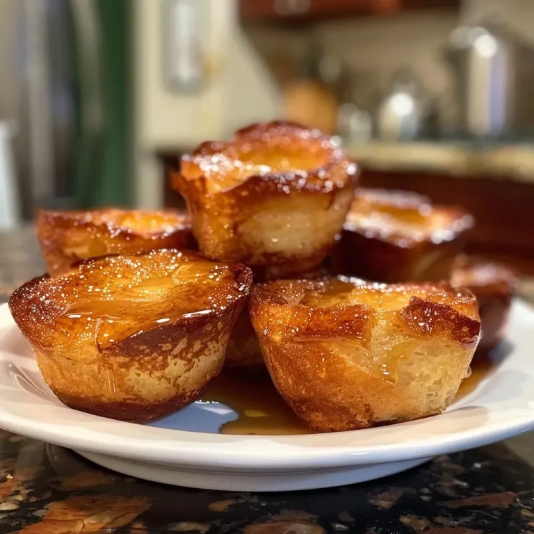 Indulge in These Protein-Packed French Toast Muffins Without the Guilt Close-up view of golden-brown French Toast Muffins with a moist texture.