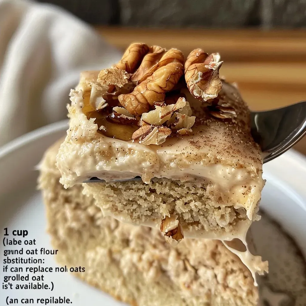 Close-up of a moist gluten-free maple cake layered with smooth cream cheese icing.