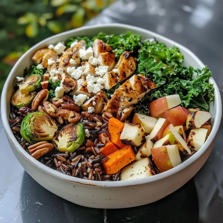 Close-up view of a colorful Harvest Bowl filled with fresh ingredients.