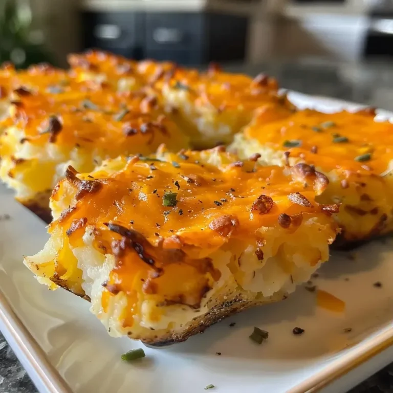 Close-up view of golden-brown cheesy mashed potato puffs on a plate.