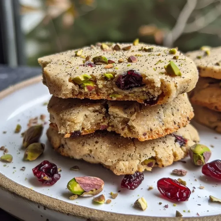 Satisfy Your Sweet Tooth: High-Protein Cranberry Pistachio Shortbread Cookies That Fuel Your Gains Close-up view of High-Protein Cranberry Pistachio Shortbread Cookies arranged on a plate.