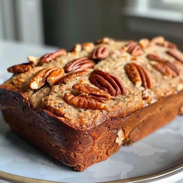 Indulge Guilt-Free with This High-Protein Maple Pecan Loaf Close-up view of a moist High-Protein Maple Pecan Loaf with a golden crust.