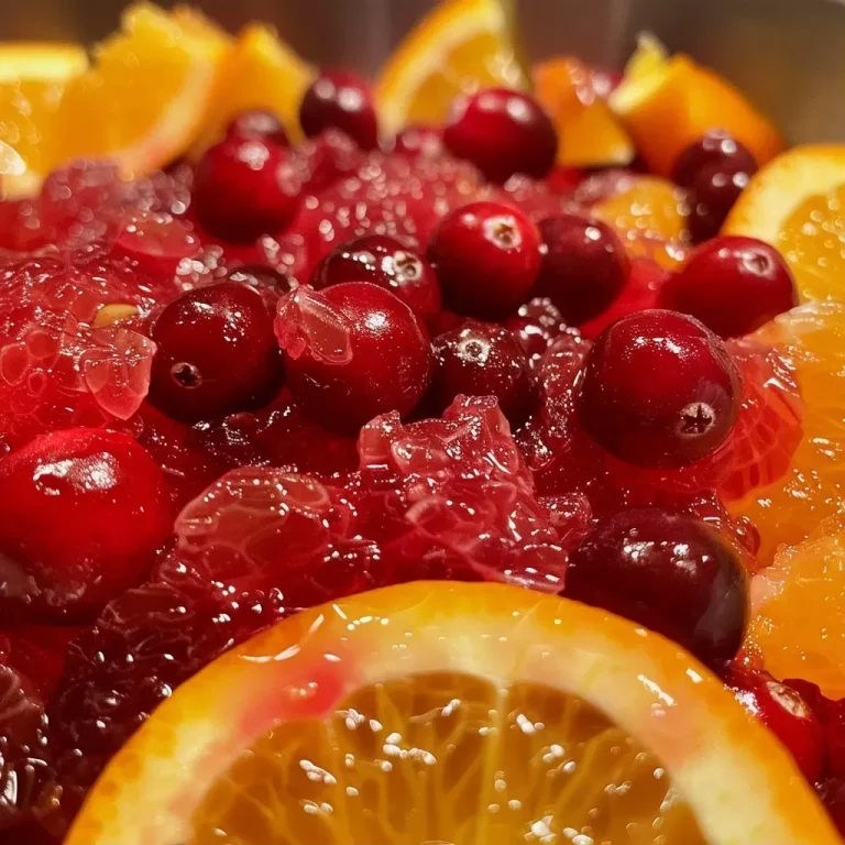 Elevate Your Breakfast Game with Instant Pot Orange Cranberry Jelly Close-up view of orange cranberry jelly in a jar, showcasing vibrant colors and texture.