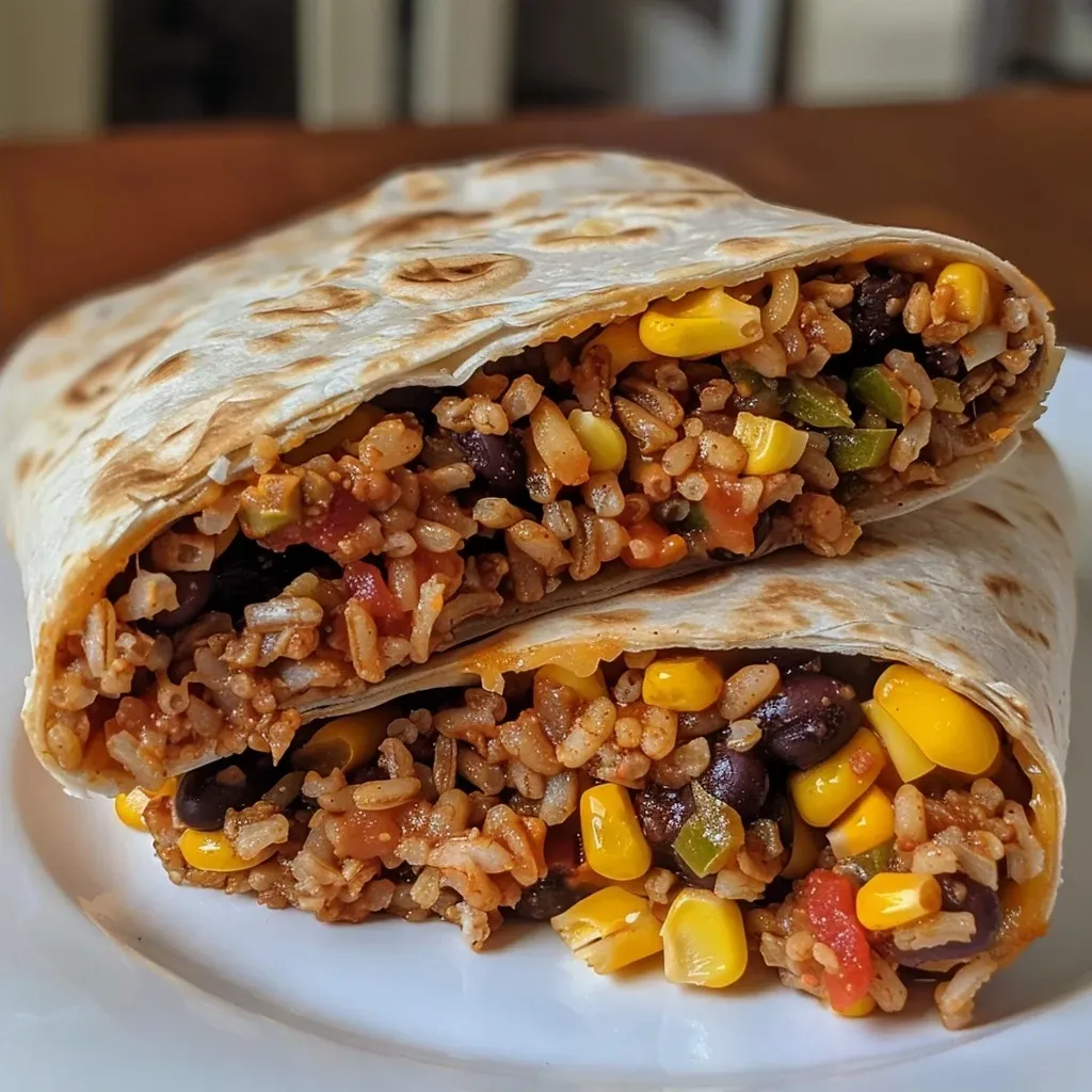 Side view of a colorful tortilla wrap showcasing layers of ingredients including salsa and black beans.