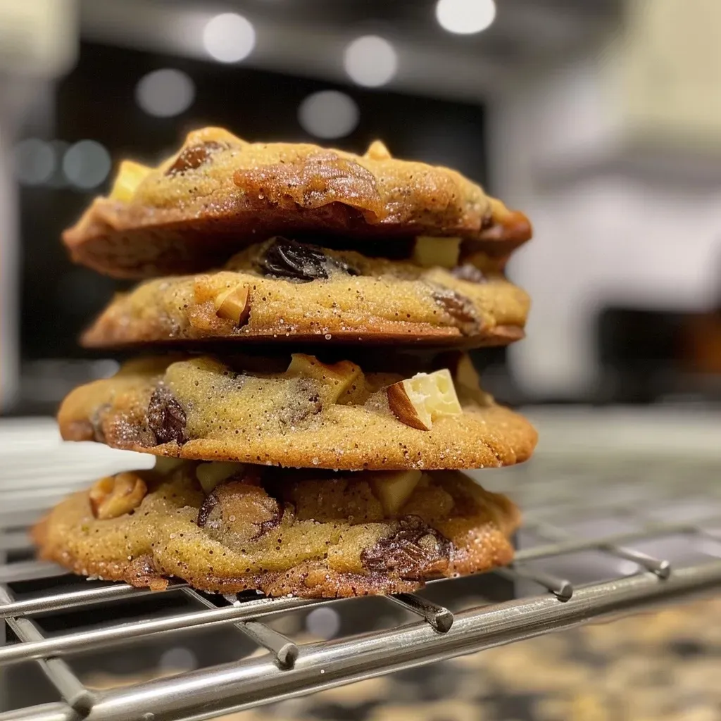 Side view of freshly baked Mashed Potato Cookies showcasing their soft texture and rich color.