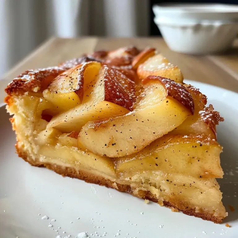 Elevate Your Dessert Game: The Pear Cake That Hits Your Macros Close-up side view of a freshly baked Pear Cake, showcasing its golden crust and juicy pear chunks.