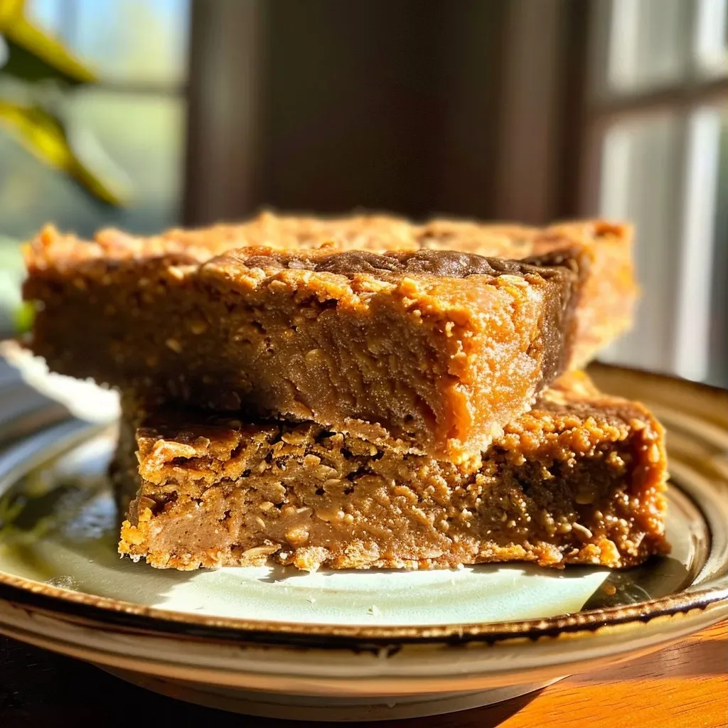 Close-up view of Pumpkin Pie Bars with a shortbread crust.