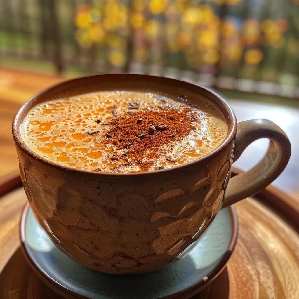 Close-up of creamy pumpkin spice creamer with a rich texture.