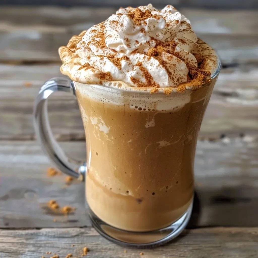 Side view of pumpkin spice creamer showcasing its smooth consistency.
