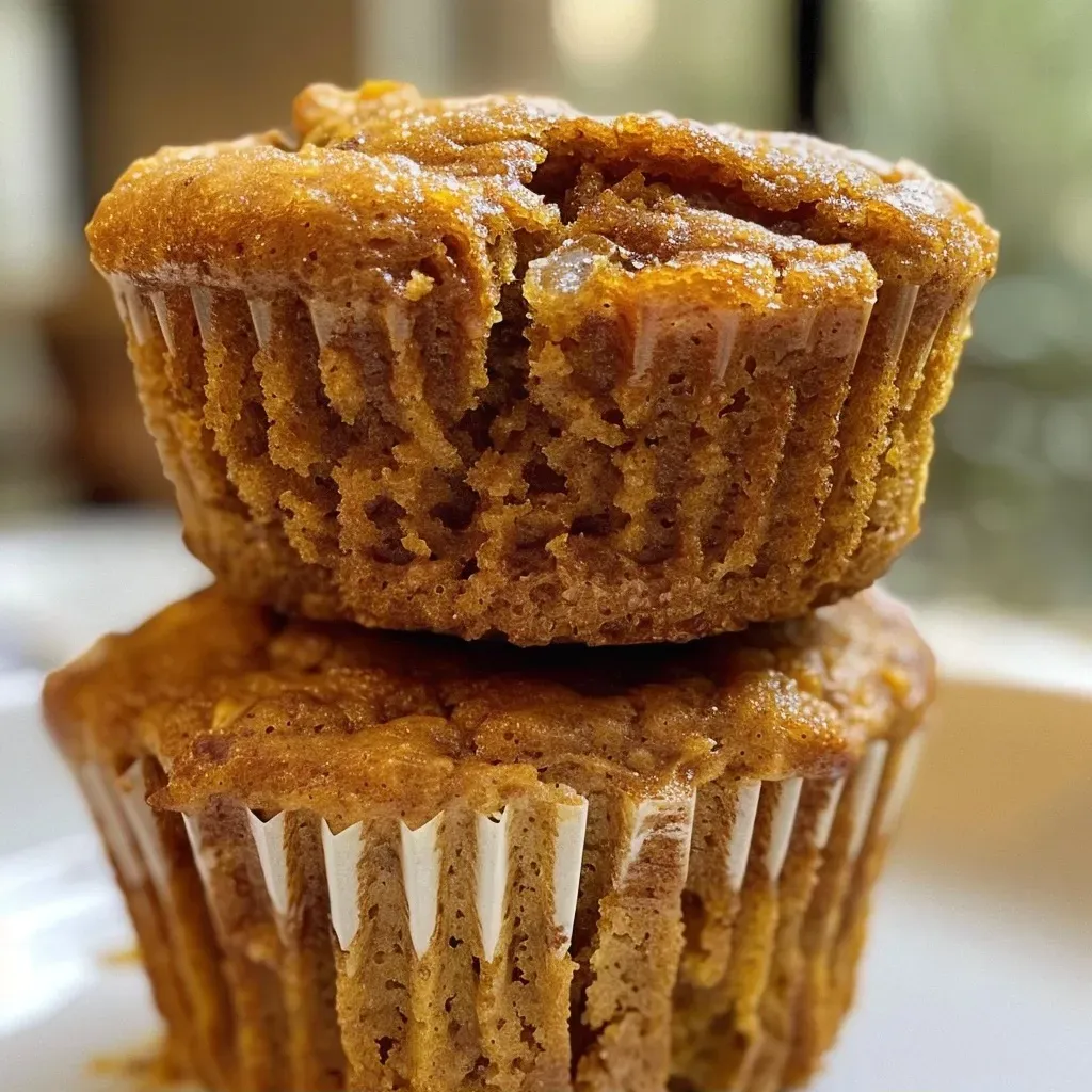 Juicy Sweet Potato Spice Muffins displayed in a side view, showcasing their fluffy texture.
