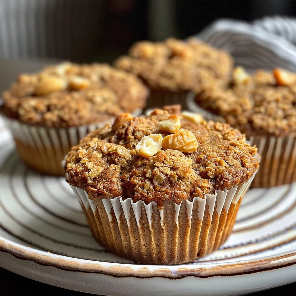 Close-up of low carb high protein cinnamon hazelnut muffins on a plate.