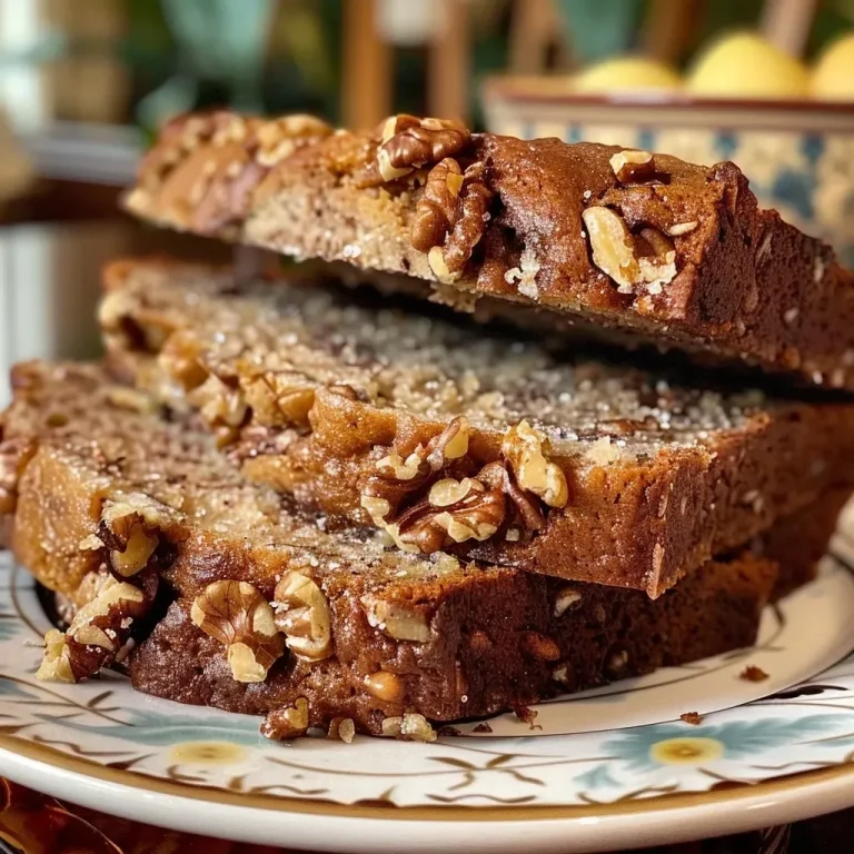 Close-up side view of a loaf of crunchy walnut bread on a wooden board.