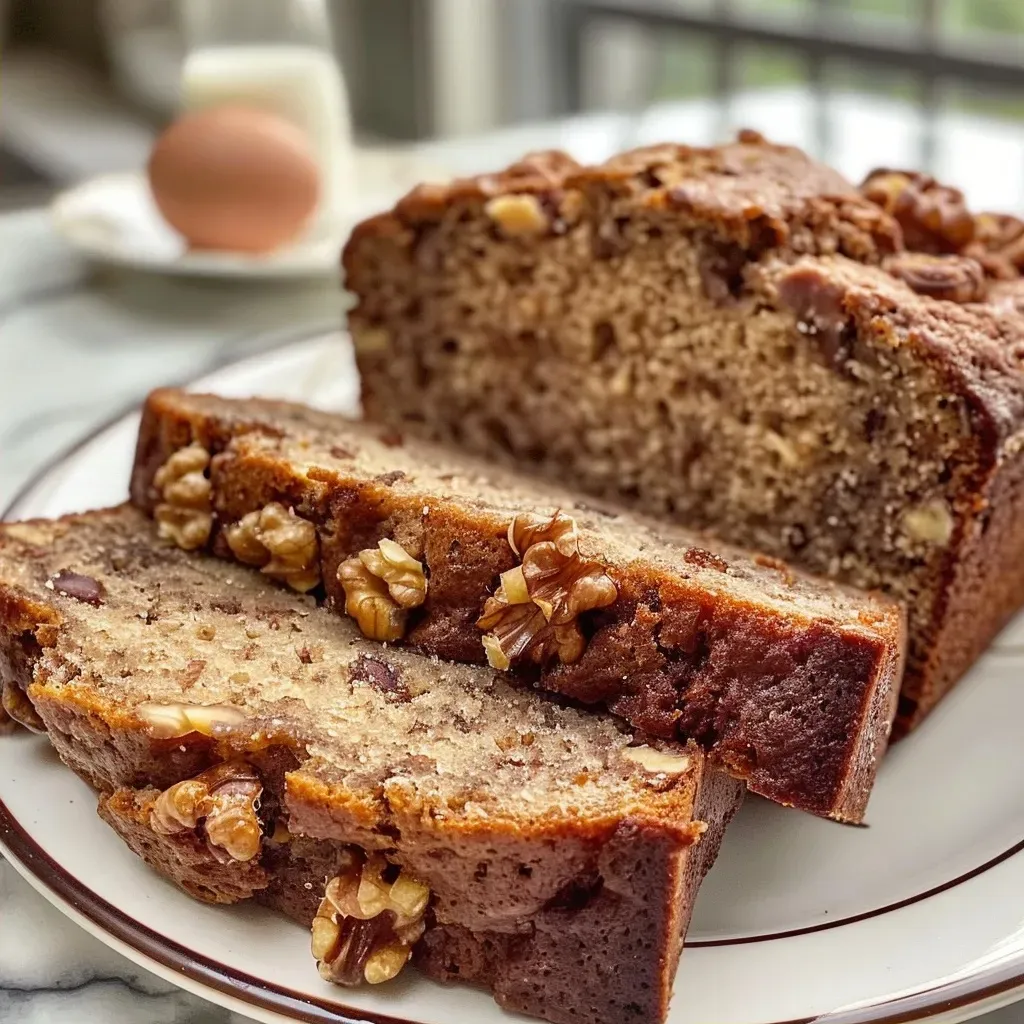 Slice of walnut bread showcasing its texture and nuts, captured on an iPhone.