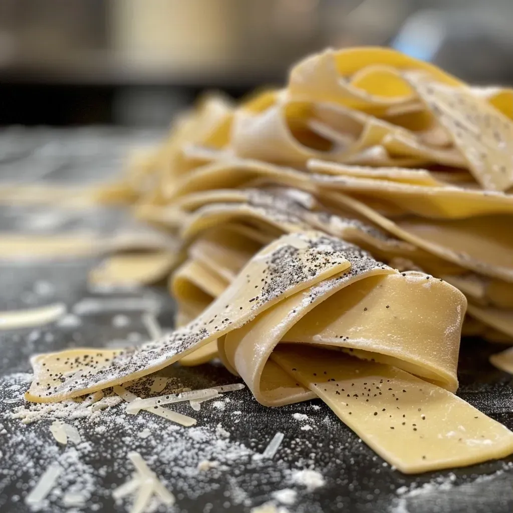 Close-up of dough made from wild rice flour and egg yolks.